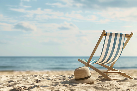 Summer beach landscape with chair