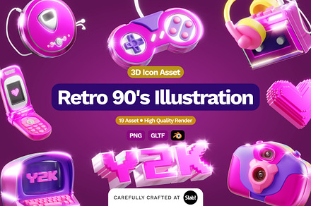 3D Retro 90's Illustration