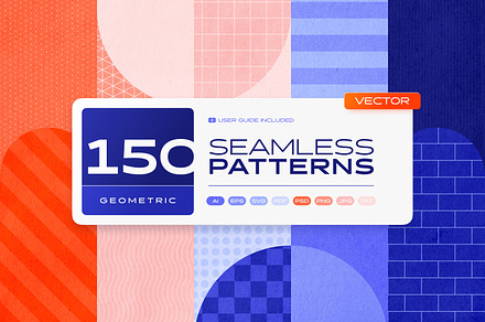 150 Geometric Seamless Patterns Set