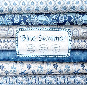 Blue tropical summer beach patterns